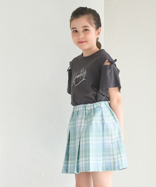 coca(coca)(コカ)の「キッズ リボンオープンショルダー半袖Tシャツ(Tシャツ/カットソー・キッズ・チャコール/ライトグリーン・120/130/140/150)」の9枚目の写真