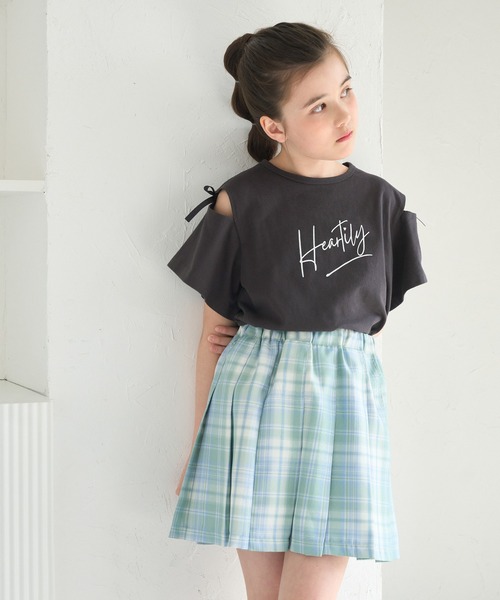 coca(coca)(コカ)の「キッズ リボンオープンショルダー半袖Tシャツ(Tシャツ/カットソー・キッズ・チャコール/ライトグリーン・120/130/140/150)」の11枚目の写真