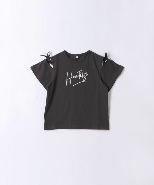 キッズ リボンオープンショルダー半袖Tシャツ（Tシャツ