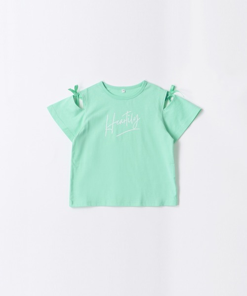 coca(coca)(コカ)の「キッズ リボンオープンショルダー半袖Tシャツ(Tシャツ/カットソー・キッズ・チャコール/ライトグリーン・120/130/140/150)」の17枚目の写真