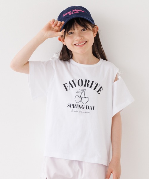 coca（coca）（コカ）の「＼大好評につき再入荷！！／ 大人気アイテムキッズ　リボンオープンショルダー半袖Tシャツ（Tシャツ/カットソー・キッズ・チャコール/ライトグリーン/ライトブルー/ホワイト/パープル・120/130/140/150）」の12枚目の写真