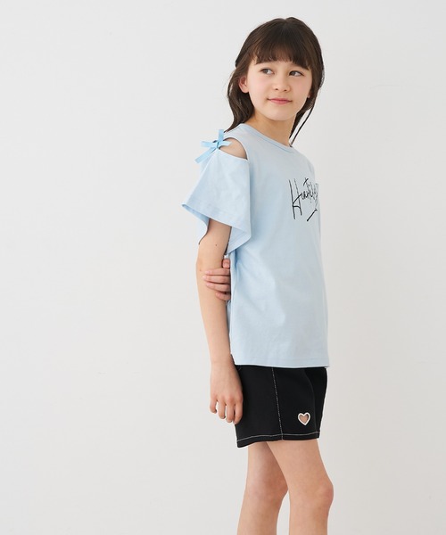 coca（coca）（コカ）の「＼大好評につき再入荷！！／ 大人気アイテムキッズ　リボンオープンショルダー半袖Tシャツ（Tシャツ/カットソー・キッズ・チャコール/ライトグリーン/ライトブルー/ホワイト/パープル・120/130/140/150）」の15枚目の写真