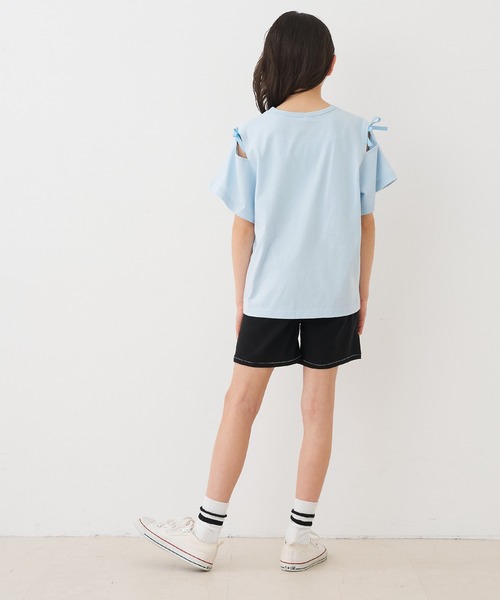 coca（coca）（コカ）の「＼大好評につき再入荷！！／ 大人気アイテムキッズ　リボンオープンショルダー半袖Tシャツ（Tシャツ/カットソー・キッズ・チャコール/ライトグリーン/ライトブルー/ホワイト/パープル・120/130/140/150）」の16枚目の写真