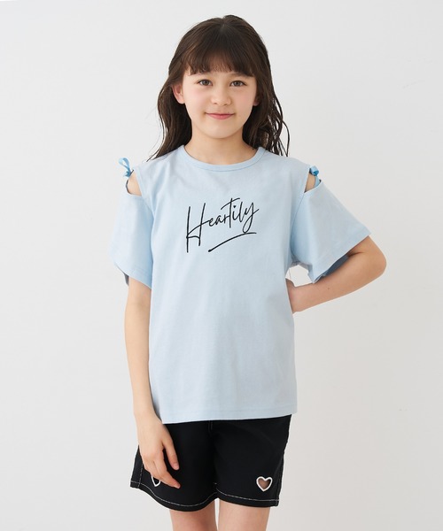 coca（coca）（コカ）の「＼大好評につき再入荷！！／ 大人気アイテムキッズ　リボンオープンショルダー半袖Tシャツ（Tシャツ/カットソー・キッズ・チャコール/ライトグリーン/ライトブルー/ホワイト/パープル・120/130/140/150）」の17枚目の写真