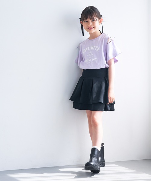 coca（coca）（コカ）の「＼大好評につき再入荷！！／ 大人気アイテムキッズ　リボンオープンショルダー半袖Tシャツ（Tシャツ/カットソー・キッズ・チャコール/ライトグリーン/ライトブルー/ホワイト/パープル・120/130/140/150）」の18枚目の写真