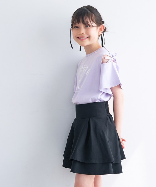 coca（coca）（コカ）の「＼大好評につき再入荷！！／ 大人気アイテムキッズ　リボンオープンショルダー半袖Tシャツ（Tシャツ/カットソー・キッズ・チャコール/ライトグリーン/ライトブルー/ホワイト/パープル・120/130/140/150）」の20枚目の写真
