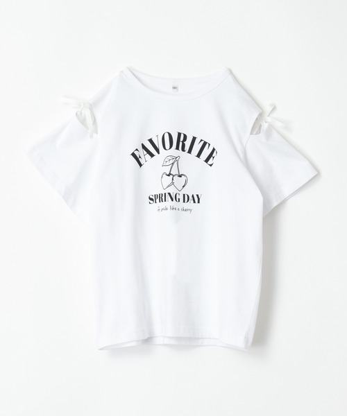 coca（coca）（コカ）の「＼大好評につき再入荷！！／ 大人気アイテムキッズ　リボンオープンショルダー半袖Tシャツ（Tシャツ/カットソー・キッズ・チャコール/ライトグリーン/ライトブルー/ホワイト/パープル・120/130/140/150）」の22枚目の写真
