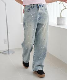 WEGO/ペイントストレートデニムパンツ