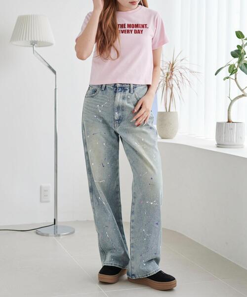 WEGO（ウィゴー）の「WEGO/ペイントストレートデニムパンツ（デニムパンツ・レディース・スカイブルー・SMALL/MEDIUM）」の2枚目の写真
