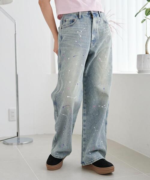 WEGO（ウィゴー）の「WEGO/ペイントストレートデニムパンツ（デニムパンツ・レディース・スカイブルー・SMALL/MEDIUM）」の7枚目の写真