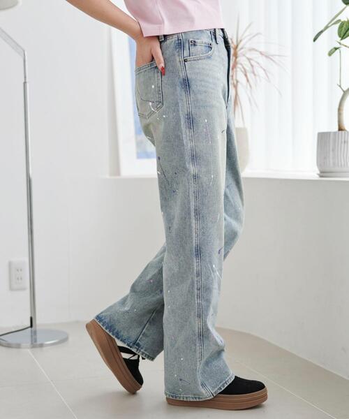 WEGO（ウィゴー）の「WEGO/ペイントストレートデニムパンツ（デニムパンツ・レディース・スカイブルー・SMALL/MEDIUM）」の9枚目の写真