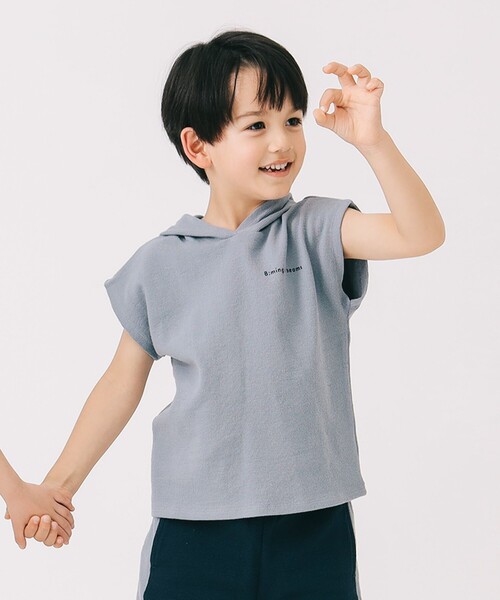 B:MING by BEAMS(ビーミングバイビームス)の「フード ノースリーブ プルオーバー2025SS(100~140cm)(Tシャツ/カットソー・キッズ・オリーブ/サックスブルー・100/110/120/130/140)」の4枚目の写真