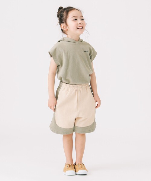 B:MING by BEAMS(ビーミングバイビームス)の「フード ノースリーブ プルオーバー2025SS(100~140cm)(Tシャツ/カットソー・キッズ・オリーブ/サックスブルー・100/110/120/130/140)」の5枚目の写真