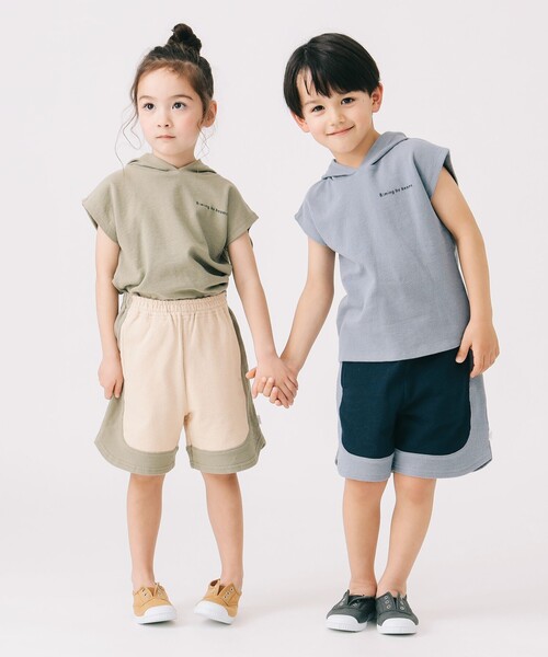 B:MING by BEAMS(ビーミングバイビームス)の「フード ノースリーブ プルオーバー2025SS(100~140cm)(Tシャツ/カットソー・キッズ・オリーブ/サックスブルー・100/110/120/130/140)」の8枚目の写真