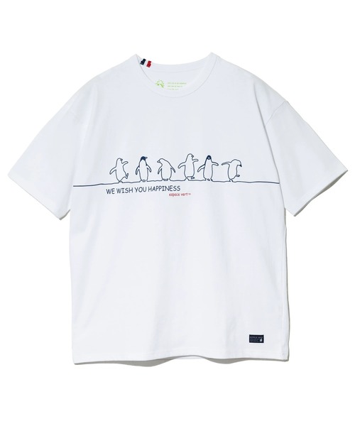 go slow caravan(ゴースローキャラバン)の「ESPACE VERT/エスパスヴェール ペンギンプリント S/S TEE(Tシャツ/カットソー・メンズ・ホワイト/グリーン・LARGE/MEDIUM/X-LARGE)」の2枚目の写真