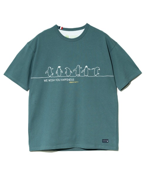 go slow caravan(ゴースローキャラバン)の「ESPACE VERT/エスパスヴェール ペンギンプリント S/S TEE(Tシャツ/カットソー・メンズ・ホワイト/グリーン・LARGE/MEDIUM/X-LARGE)」の1枚目の写真