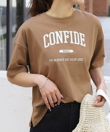 CONFIDE カレッジロゴプリント 半袖Tシャツ