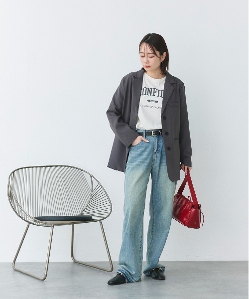 ad thie(アドティエ)の「CONFIDE カレッジロゴプリント 半袖Tシャツ(Tシャツ/カットソー・レディース・ブルーグレー/グレー系/ホワイト×グレー/ピンク/ブラウン/グリーン系/モカ・FREE)」の14枚目の写真