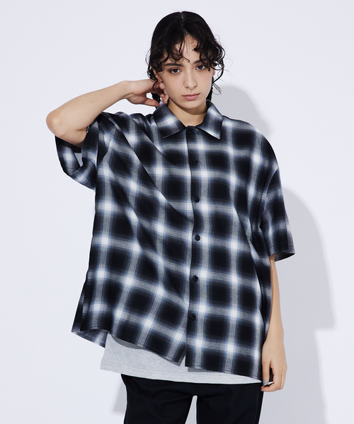 Revo.(レボ)の「【Revo./レボ】Relax Fit /リラックスフィット /USEDライクオンブレーチェックシャツ/ユニセックス(シャツ/ブラウス・メンズ・ブラック/ネイビー・M/L)」の10枚目の写真
