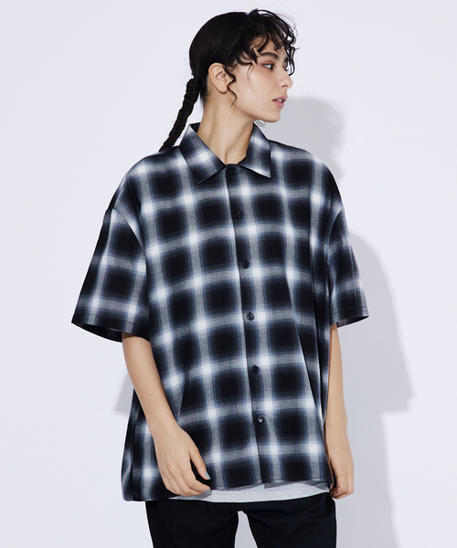 Revo.(レボ)の「【Revo./レボ】Relax Fit /リラックスフィット /USEDライクオンブレーチェックシャツ/ユニセックス(シャツ/ブラウス・メンズ・ブラック/ネイビー・M/L)」の9枚目の写真