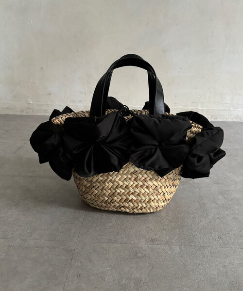 DouDou（ドゥドゥ）の「【WEB限定】コサージュカゴバッグ（かごバッグ・レディース・ブラック/グレー/イエロー・FREE）」の14枚目の写真