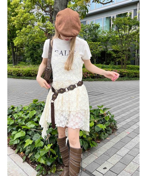 WC（ダブル シー）の「レースヘムキャミワンピース（ワンピース・レディース・アイボリー/ブラック・FREE）」の4枚目の写真