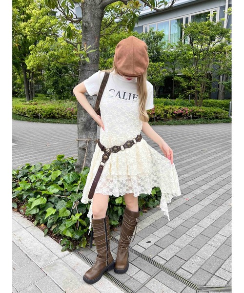 WC（ダブル シー）の「レースヘムキャミワンピース（ワンピース・レディース・アイボリー/ブラック・FREE）」の6枚目の写真