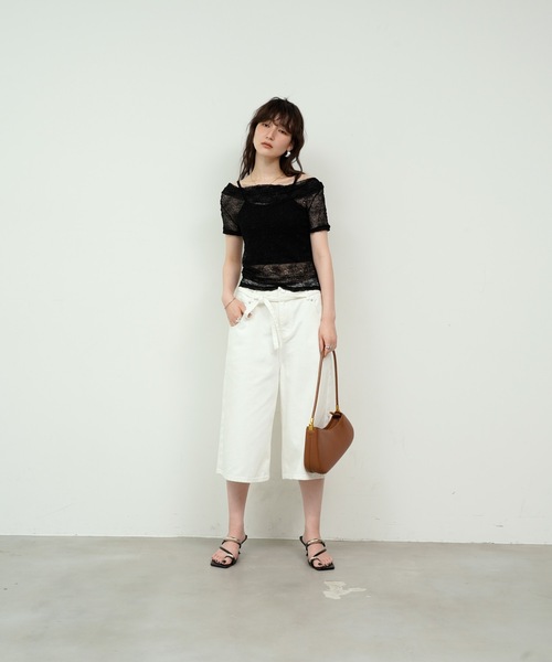 Lutim by u（ルチバイユー）の「Denim cropped pants/デニムクロップドパンツ（デニムパンツ・レディース・ホワイト/グレー・MEDIUM）」の3枚目の写真