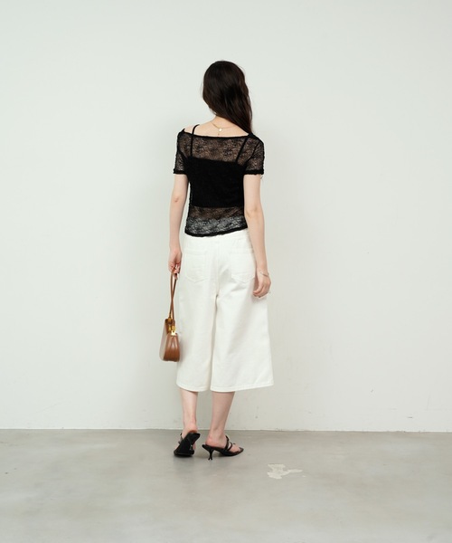 Lutim by u（ルチバイユー）の「Denim cropped pants/デニムクロップドパンツ（デニムパンツ・レディース・ホワイト/グレー・MEDIUM）」の5枚目の写真