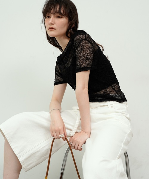 Lutim by u（ルチバイユー）の「Denim cropped pants/デニムクロップドパンツ（デニムパンツ・レディース・ホワイト/グレー・MEDIUM）」の7枚目の写真