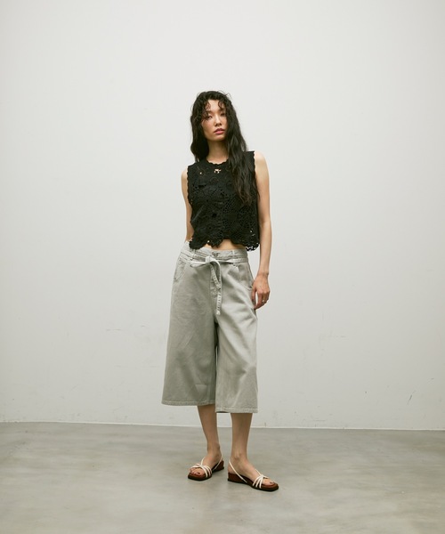 Lutim by u（ルチバイユー）の「Denim cropped pants/デニムクロップドパンツ（デニムパンツ・レディース・ホワイト/グレー・MEDIUM）」の18枚目の写真