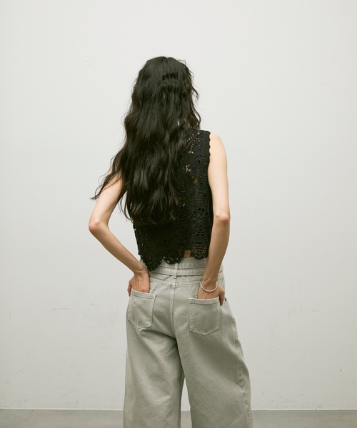 Lutim by u（ルチバイユー）の「Denim cropped pants/デニムクロップドパンツ（デニムパンツ・レディース・ホワイト/グレー・MEDIUM）」の22枚目の写真
