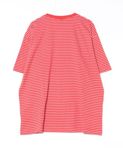 a.p.o.v.(エーピーオービー)の「a.p.o.v. ピンボーダーコットンオーバーサイズTシャツ(Tシャツ/カットソー・メンズ・ブルー/レッド/ネイビー/ブラック・ONESIZE)」の5枚目の写真