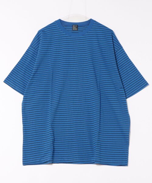 a.p.o.v.(エーピーオービー)の「a.p.o.v. ピンボーダーコットンオーバーサイズTシャツ(Tシャツ/カットソー・メンズ・ブルー/レッド/ネイビー/ブラック・ONESIZE)」の14枚目の写真