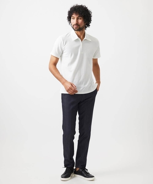 MICHEL KLEIN HOMME (ミッシェルクランオム)の「《日本製》モザイク柄ジップアップポロシャツ(ポロシャツ・メンズ・ホワイト/ブラック/ダークグレー・MEDIUM/LARGE/X-LARGE)」の4枚目の写真