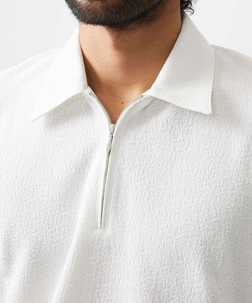 MICHEL KLEIN HOMME (ミッシェルクランオム)の「《日本製》モザイク柄ジップアップポロシャツ(ポロシャツ・メンズ・ホワイト/ブラック/ダークグレー・MEDIUM/LARGE/X-LARGE)」の7枚目の写真