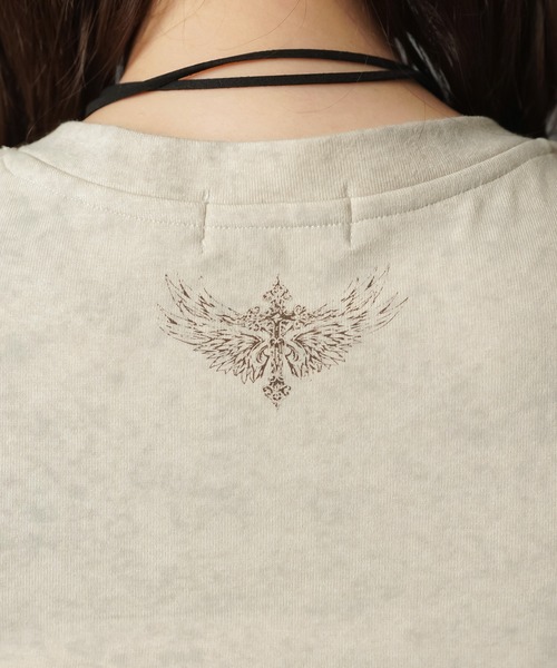 SPINNS(スピンズ)の「Vネック半袖カットソー/ピタTシャツ/PERKY(Tシャツ/カットソー・レディース・アイボリー/カーキ/チャコール・ONESIZE)」の7枚目の写真