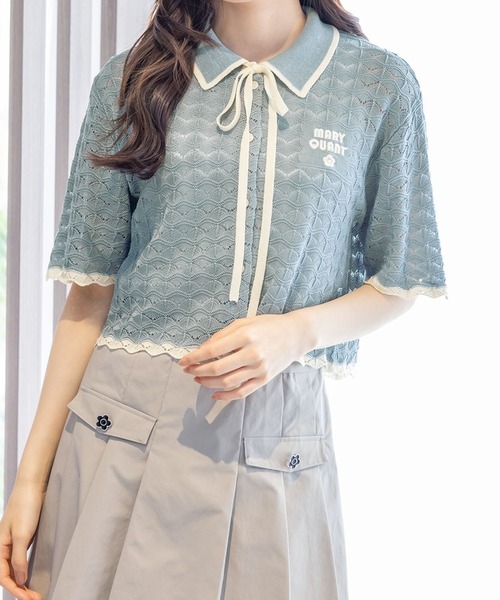 MARY QUANT(マリークワント)の「レトロロゴクロッシェポロ カーディガン(カーディガン/ボレロ・レディース・ブラック/アイボリー/ブルー/グリーン・M)」の4枚目の写真