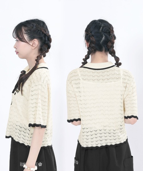 MARY QUANT レトロロゴクロッシェポロ カーディガン レトロロゴクロッシェポロ カーディガン（カーディガン/ボレロ
