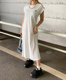 ロゴ刺繍Tロングワンピース