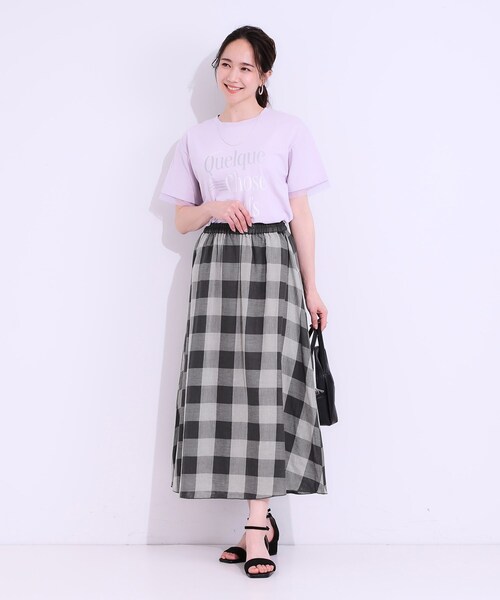 SHOO・LA・RUE（シューラルー）の「柔らかタッチが心地よい ブロックチェック ガーゼスカート（スカート・レディース・グレー系その他2/ブラック系1/ネイビー系1・00）」の14枚目の写真