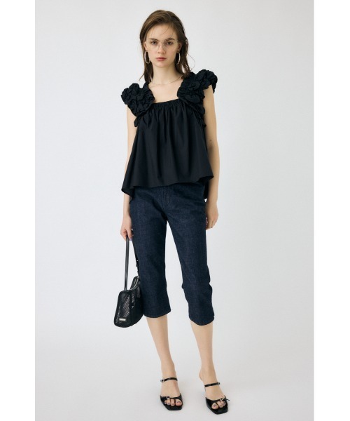 MOUSSY(マウジー)の「HEM SLIT カプリパンツ(デニムパンツ・レディース・ブルー/ワンウォッシュ・1/2)」の11枚目の写真