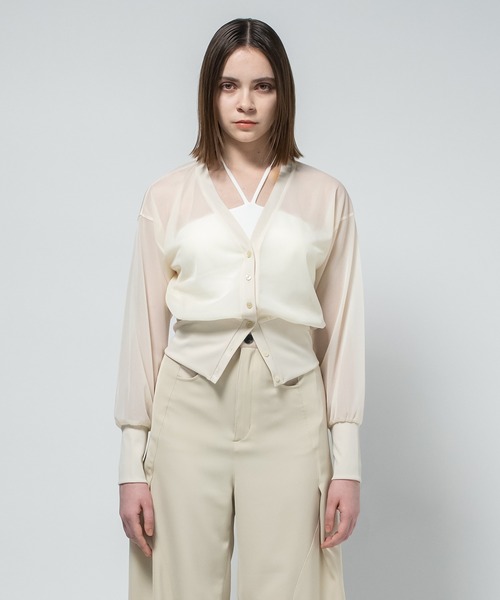 CITY TOKYO(シティトウキョウ)の「【CITY TOKYO/シティートウキョウ】2piece Tops/ツーピーストップス/セットアイテム(アンサンブル・レディース・ホワイト/ブラック/ブルー・FREE)」の5枚目の写真