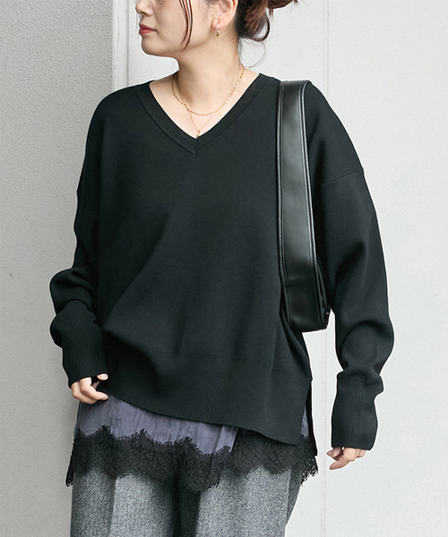 WEB限定》ウォッシャブルTEXBRID Vプルオーバー（ニット