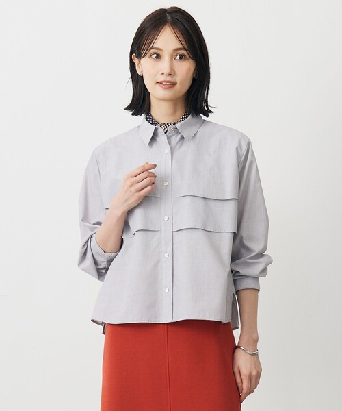 J.PRESS(ジェイプレス)の「COTTON TEX ブラウス(シャツ/ブラウス・レディース・ネイビー系1/ライトグレー系/サックスブルー系・T15/T13)」の1枚目の写真