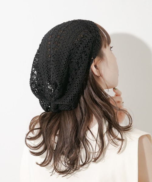 SMELLY（スメリー）の「クロシェレースビーニー（ニットキャップ/ビーニー・レディース・ブラック/ホワイト系その他・-）」の3枚目の写真