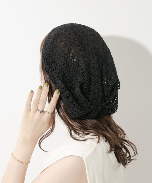 SMELLY（スメリー）の「クロシェレースビーニー（ニットキャップ/ビーニー・レディース・ブラック/ホワイト系その他・-）」の4枚目の写真