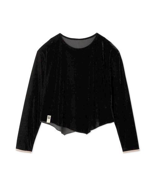 null.（ヌル）の「ベロアドロップショルダートップス（Tシャツ/カットソー・レディース・チャコールグレー/アイボリー/ブラック・F）」の13枚目の写真