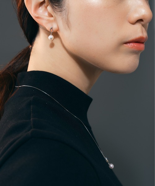 Jewel closet by L&Co.(ジュエルクローゼットバイエルアンドコー)の「プラチナ アコヤパール ダイヤモンド ピアス(ピアス(両耳用)・レディース・プラチナム・FREE)」の4枚目の写真