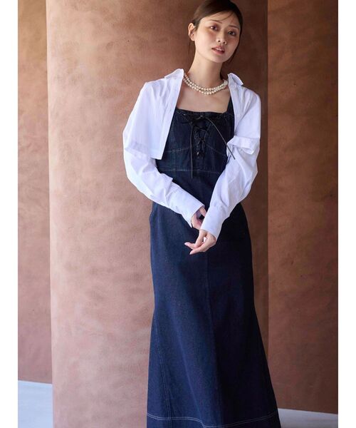 デニムレースアップジャンスカ（ワンピース）｜MERCURYDUO
